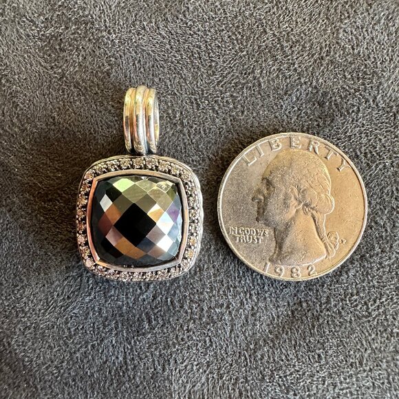 David Yurman Albion Hematite Pendant w/ Pavé White Diamonds - 14mm - RARE - Picture 10 of 12